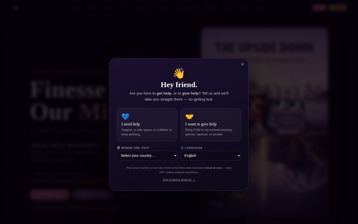 Finesse Our Minds nonprofit mental health platform